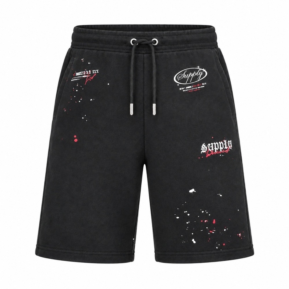 Supply & Demand Hackney Shorts Mens Black NWT Paint Splatter Graphic